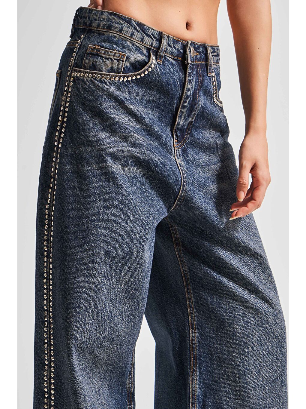Mavi Kadın T.Kot Rengi 2W4-8 Skater Fit Yandan Taş Detaylı Bol Kesim Tasarım Denim Jean-2