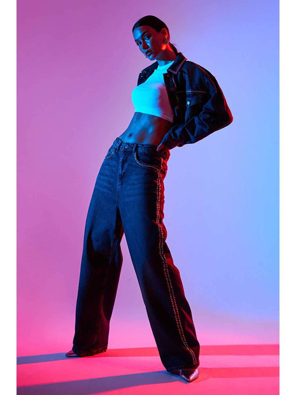 Mavi Kadın T.Kot Rengi 2W4-8 Skater Fit Yandan Taş Detaylı Bol Kesim Tasarım Denim Jean-4