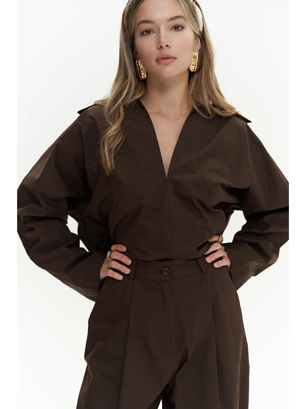 Mai Collection Kahverengi Blenham Kahve Gömlek Pantolon Takım - 4