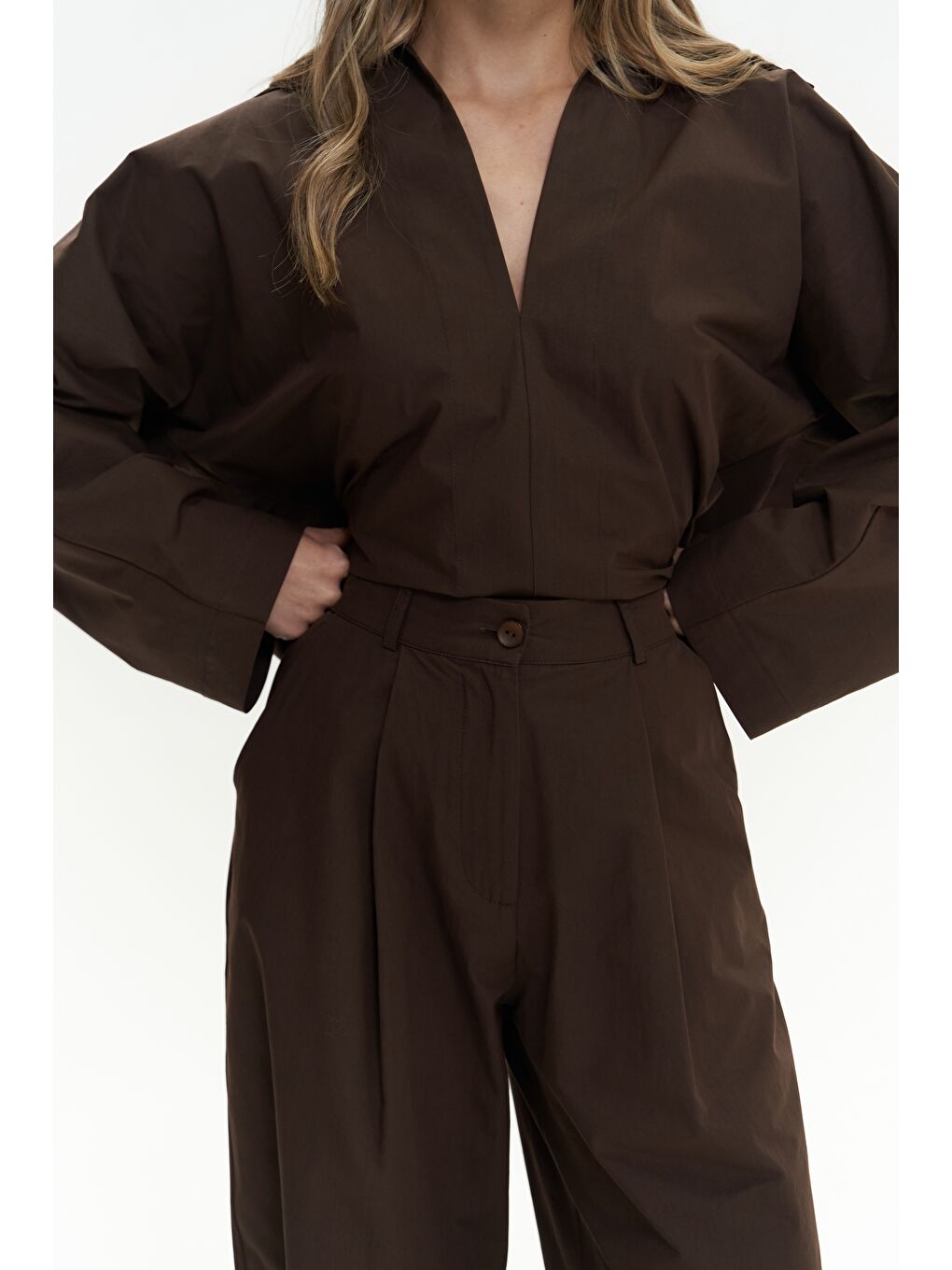 Mai Collection Kahverengi Blenham Kahve Gömlek Pantolon Takım - 6