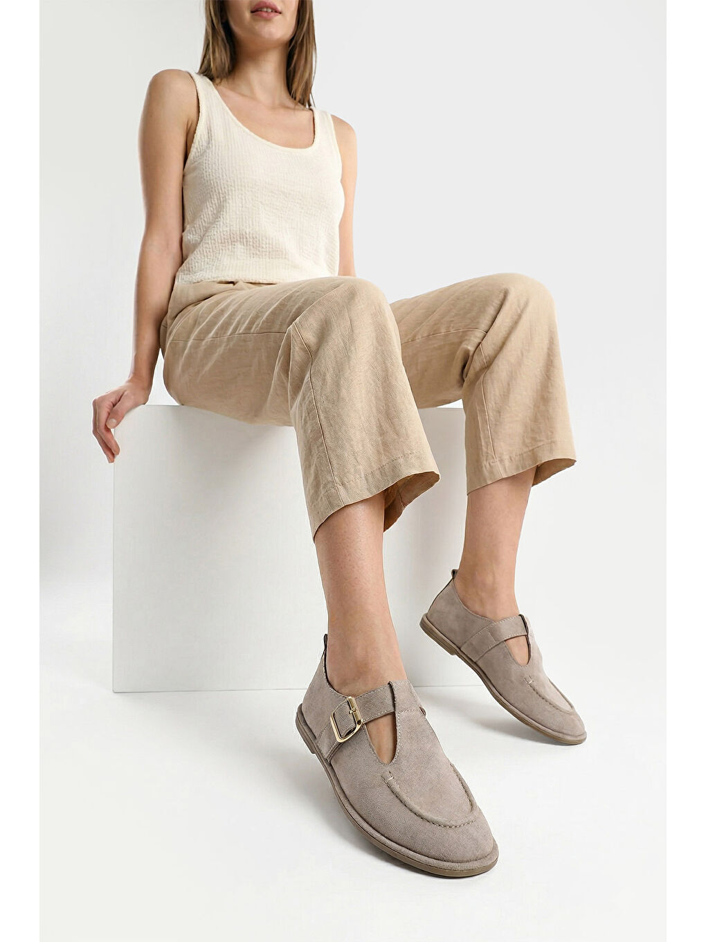 Kahverengi Kadın AÇIK VİZON Düz Tabanlı Ayakkabı-2