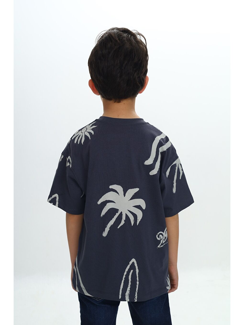 Antrasit Erkek Çocuk Komple Baskılı Tişört-3