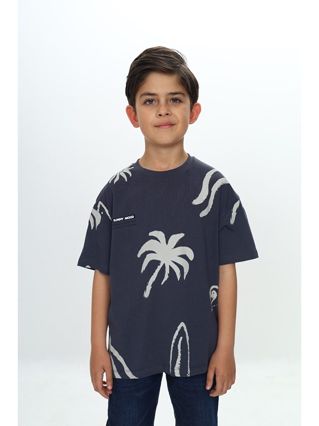 Antrasit Erkek Çocuk Komple Baskılı Tişört-4