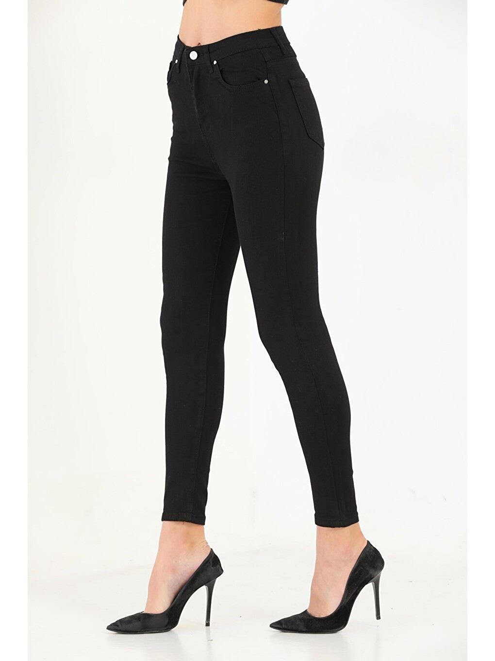 Siyah Elastanlı Yüksek Bel Efsane Jean Pantolon Antrasit Renk 92cm-1