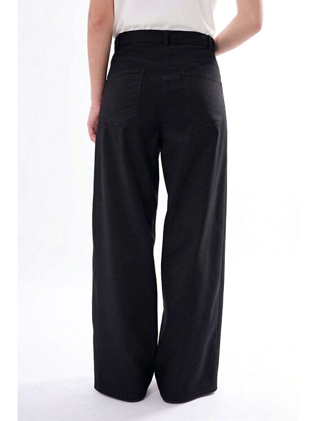 Bol Paça Denim Pantolon 350 Siyah-1