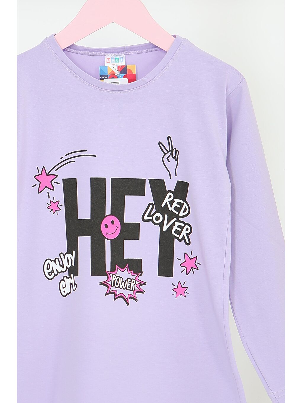 Kız Çocuk Lila Uzun Kollu Baskılı Penye Badi - 27701-1