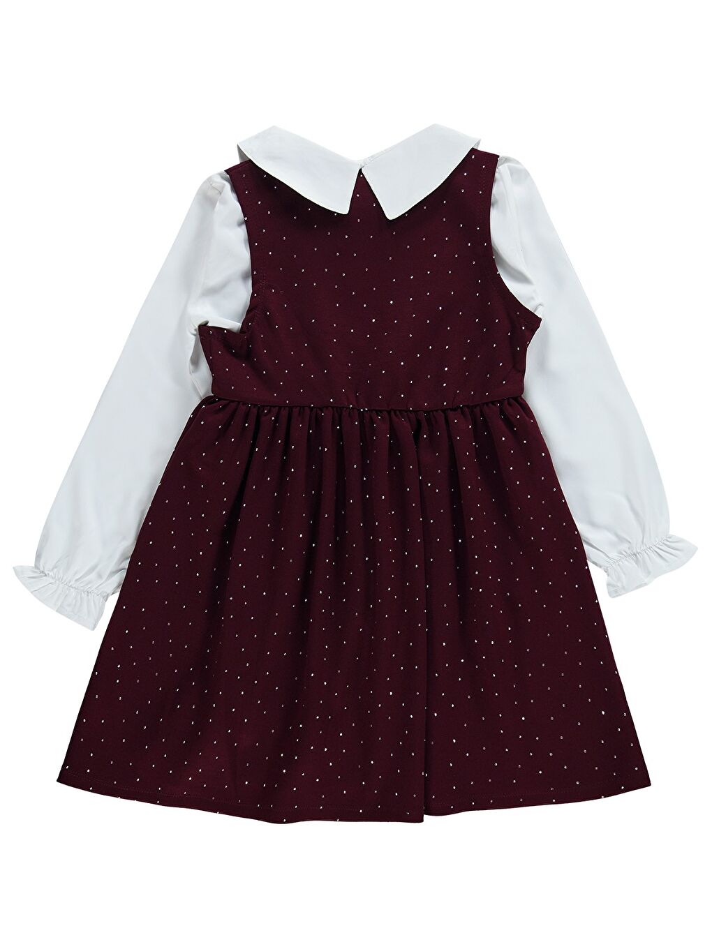 Girls Taş Baskılı 6-9 Yaş Elbise - Bordo-1