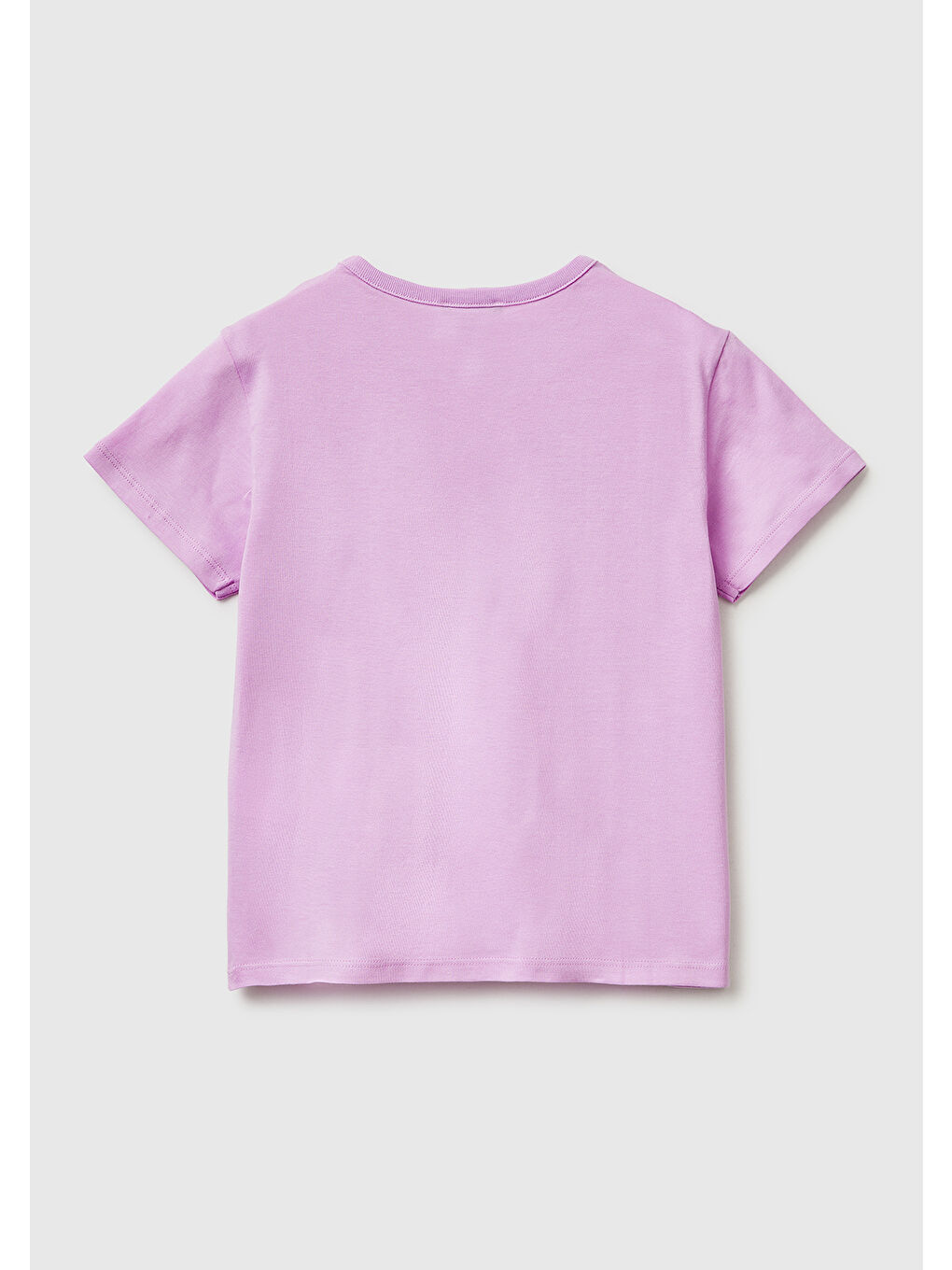Kız Çocuk Pembe Simli Grafik Baskılı Yuvarlak Yaka T-Shirt-1