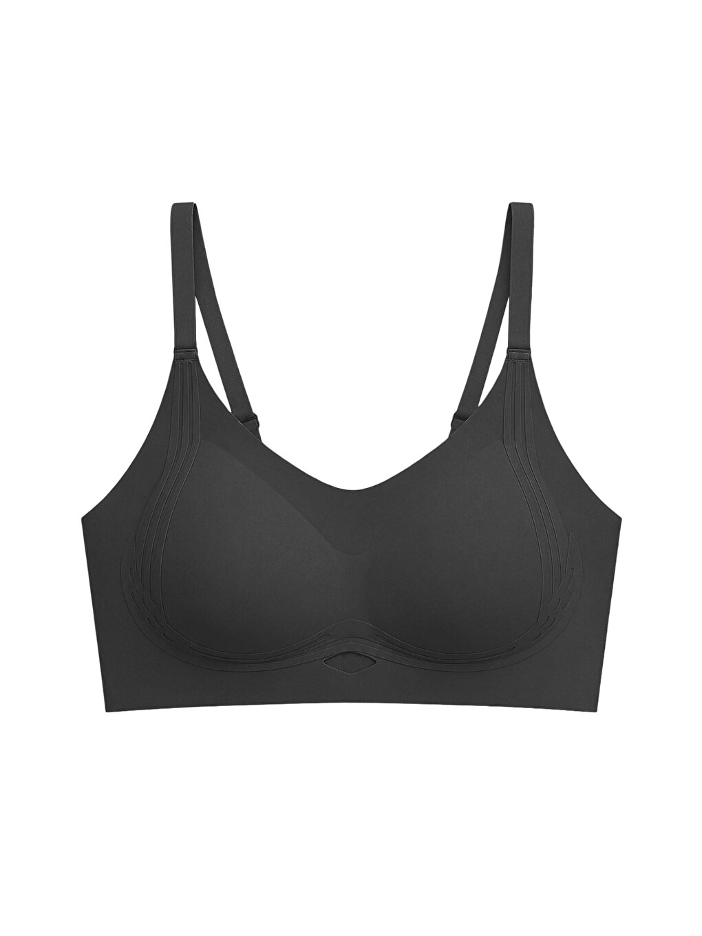 Seamless Bra - Elaris | Siyah Lazer Kesim Balensiz Dekolteli Şerit Detay Dikişsiz Kadın Sütyen