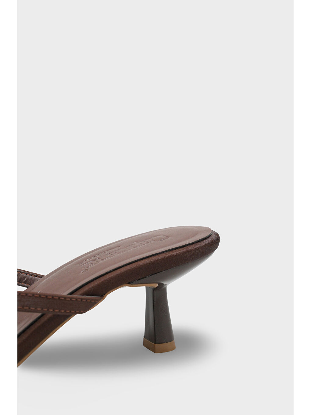 Kahverengi Rebekah Saten Orta Topuklu Küt Burunlu Kadın Terlik-2