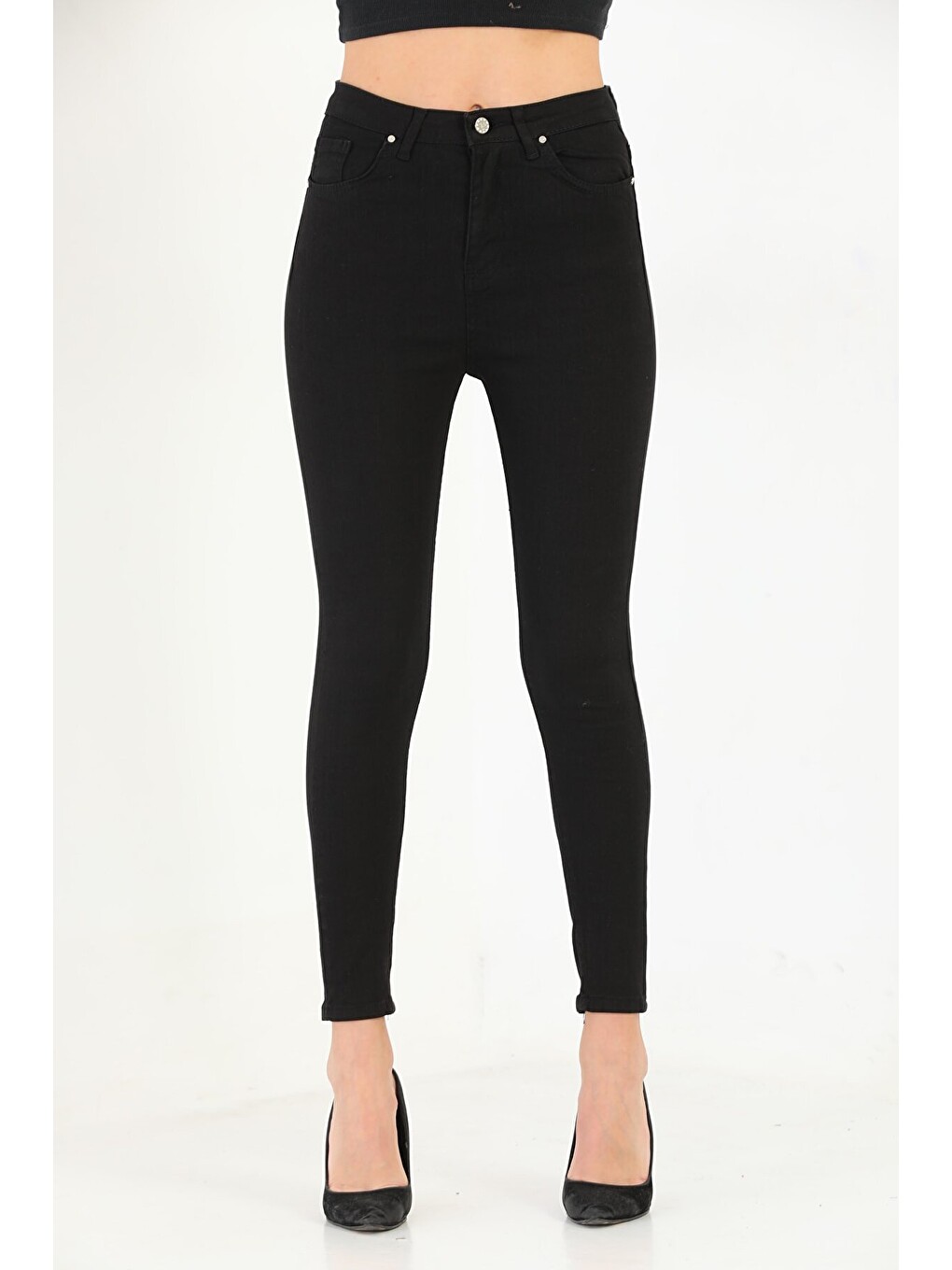 Siyah Elastanlı Yüksek Bel Efsane Jean Pantolon Antrasit Renk 92cm-5
