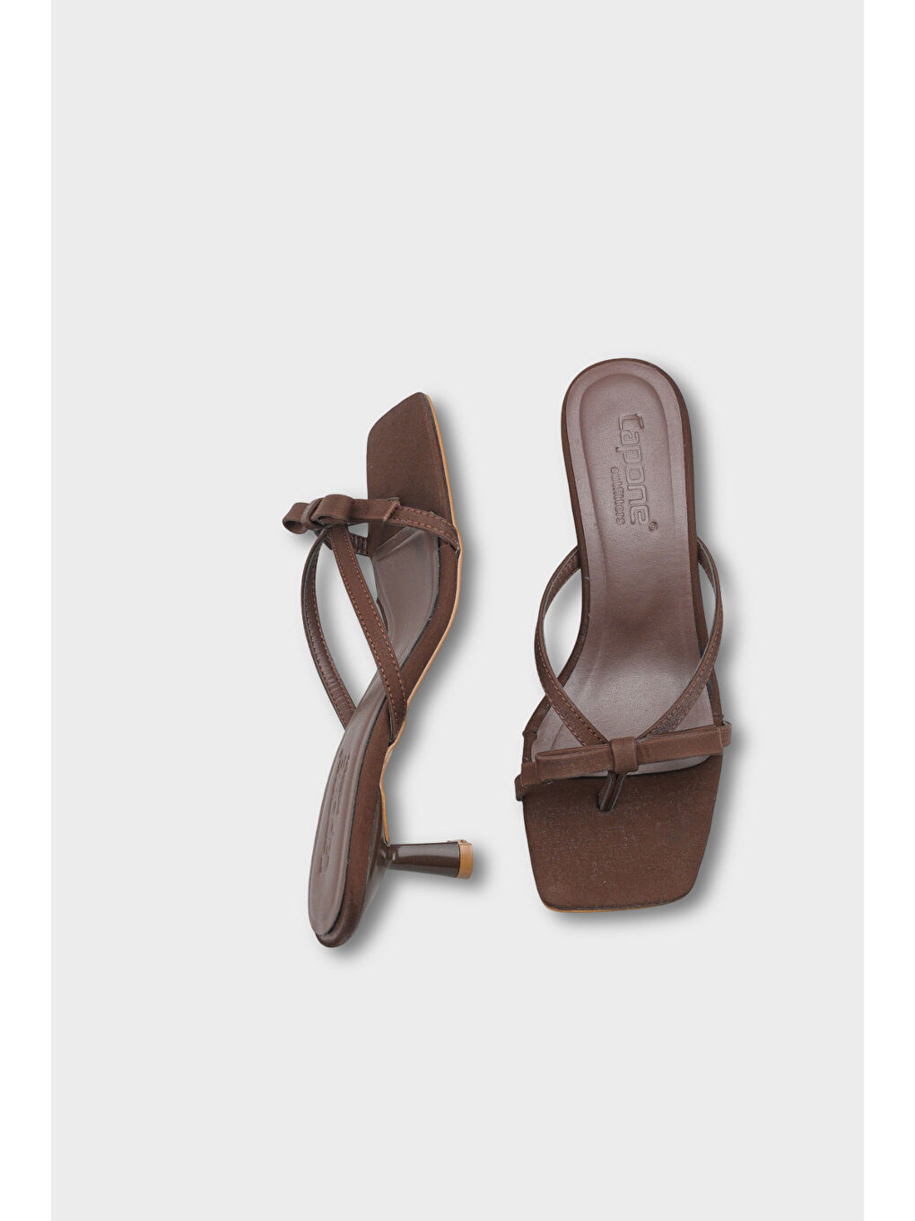 Kahverengi Rebekah Saten Orta Topuklu Küt Burunlu Kadın Terlik-4