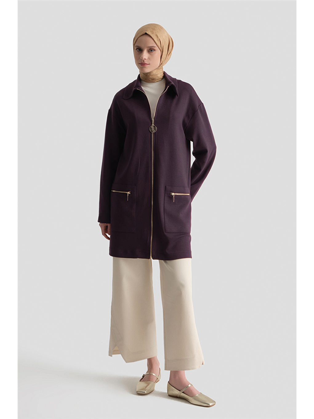 Pamuk Karışımlı Örme Kap Mürdüm-3