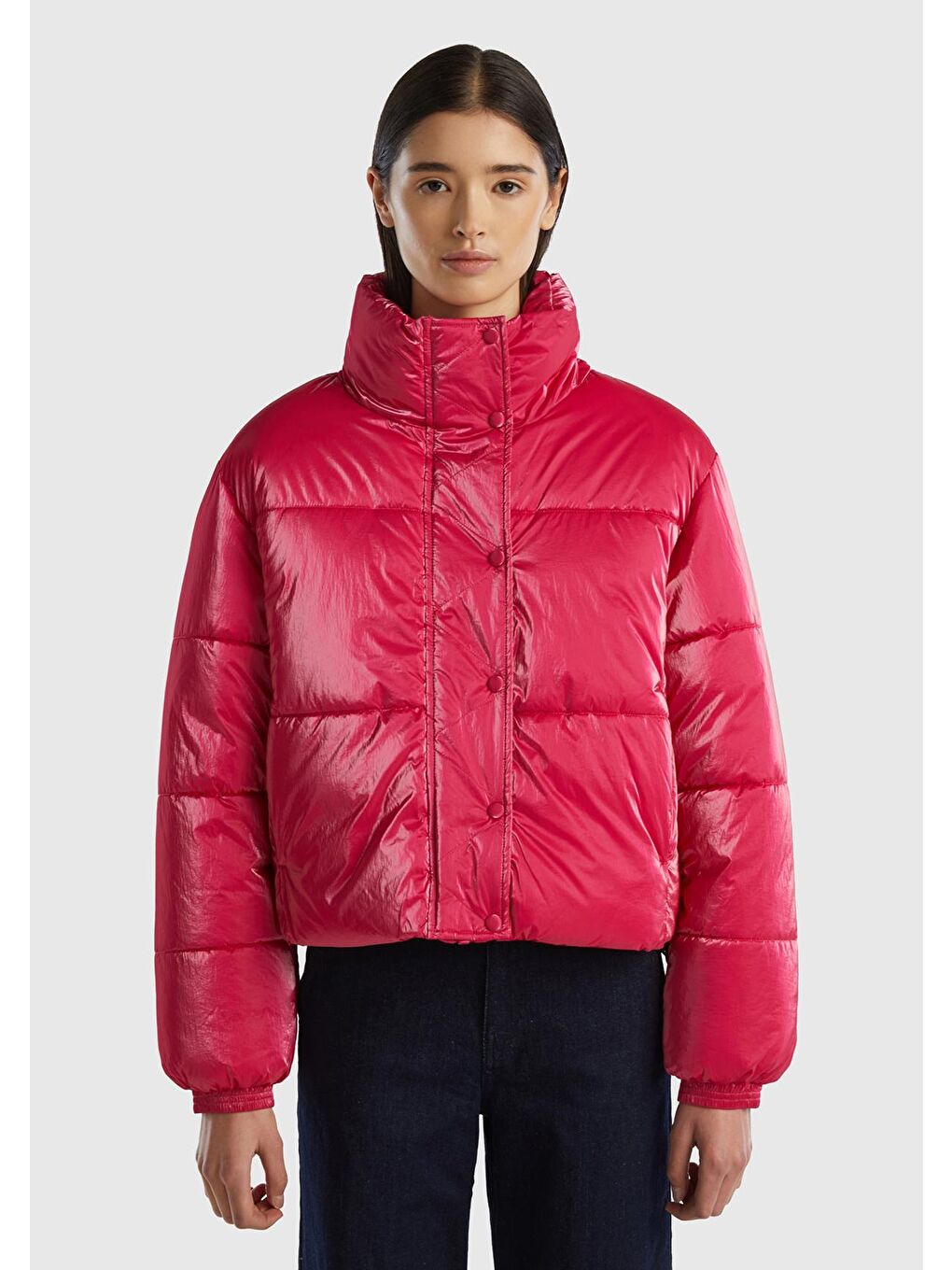 Kadın Fuşya Parlak Pufa Şişme Mont