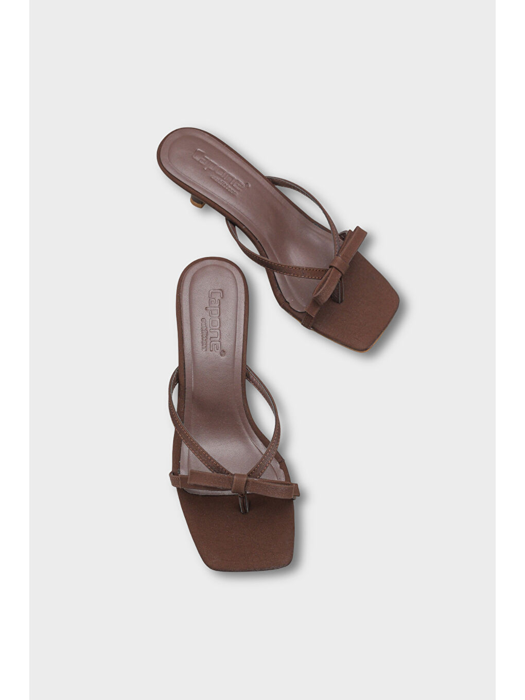 Kahverengi Rebekah Saten Orta Topuklu Küt Burunlu Kadın Terlik-5