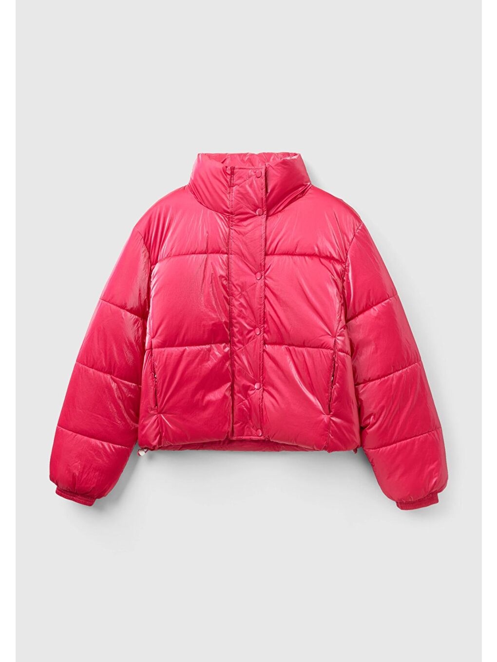 Kadın Fuşya Parlak Pufa Şişme Mont-1