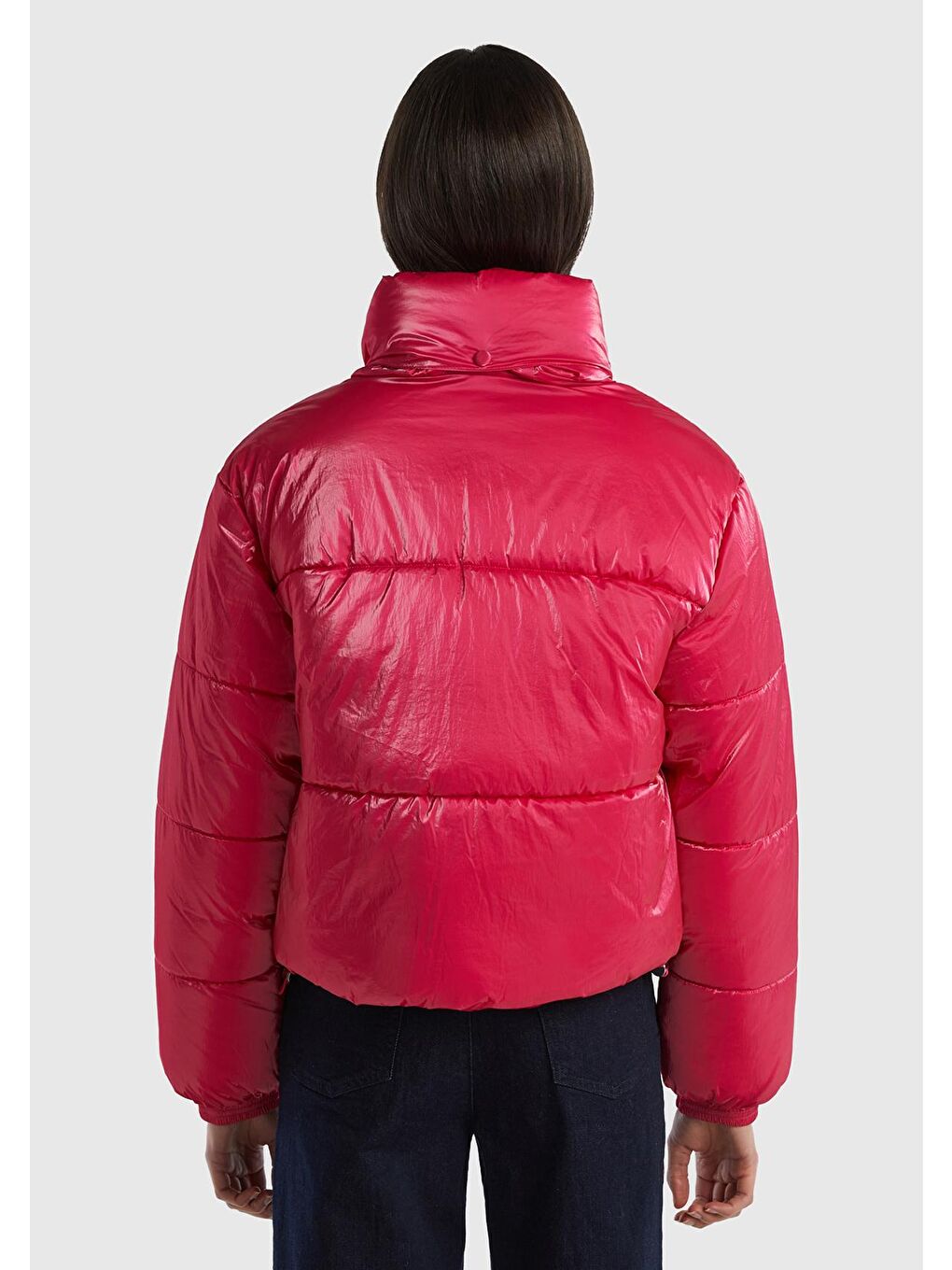 Kadın Fuşya Parlak Pufa Şişme Mont-2