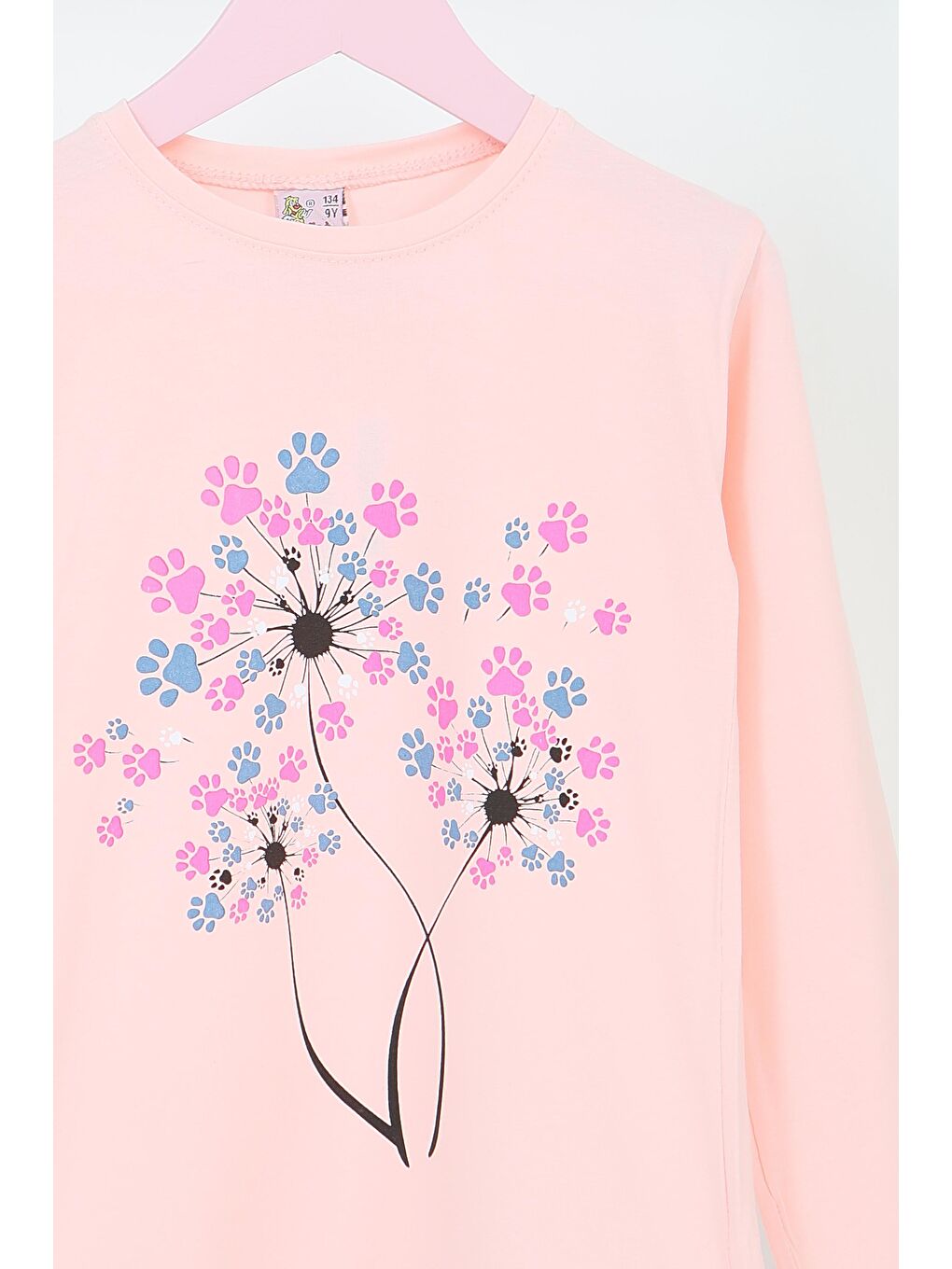 Pembe Kız Çocuk Pudra Uzun Kollu Baskılı Penye Badi - 27696-1