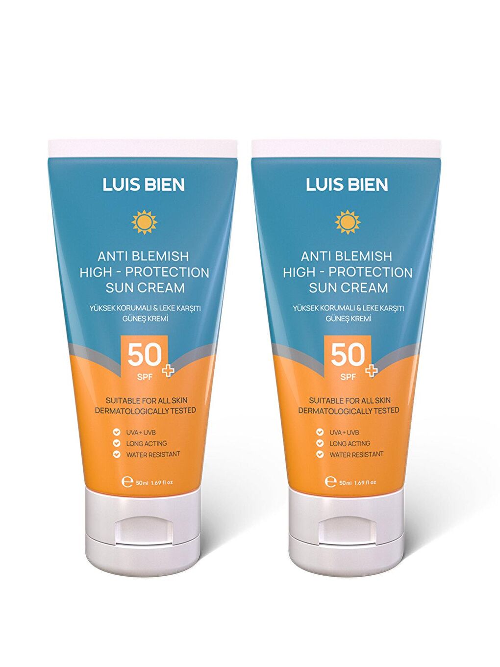 Luis Bien Beyaz Leke Karşıtı SPF 50+ Yüksek Korumalı Nemlendirici Güneş Kremi x2