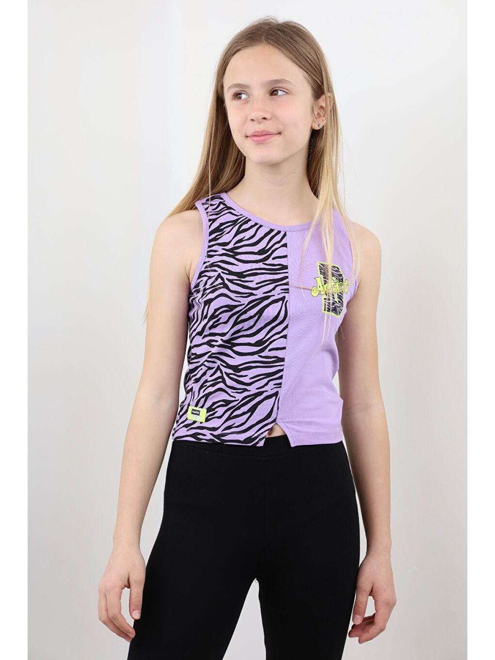 Lila Kız Çocuk Baskılı Atlet