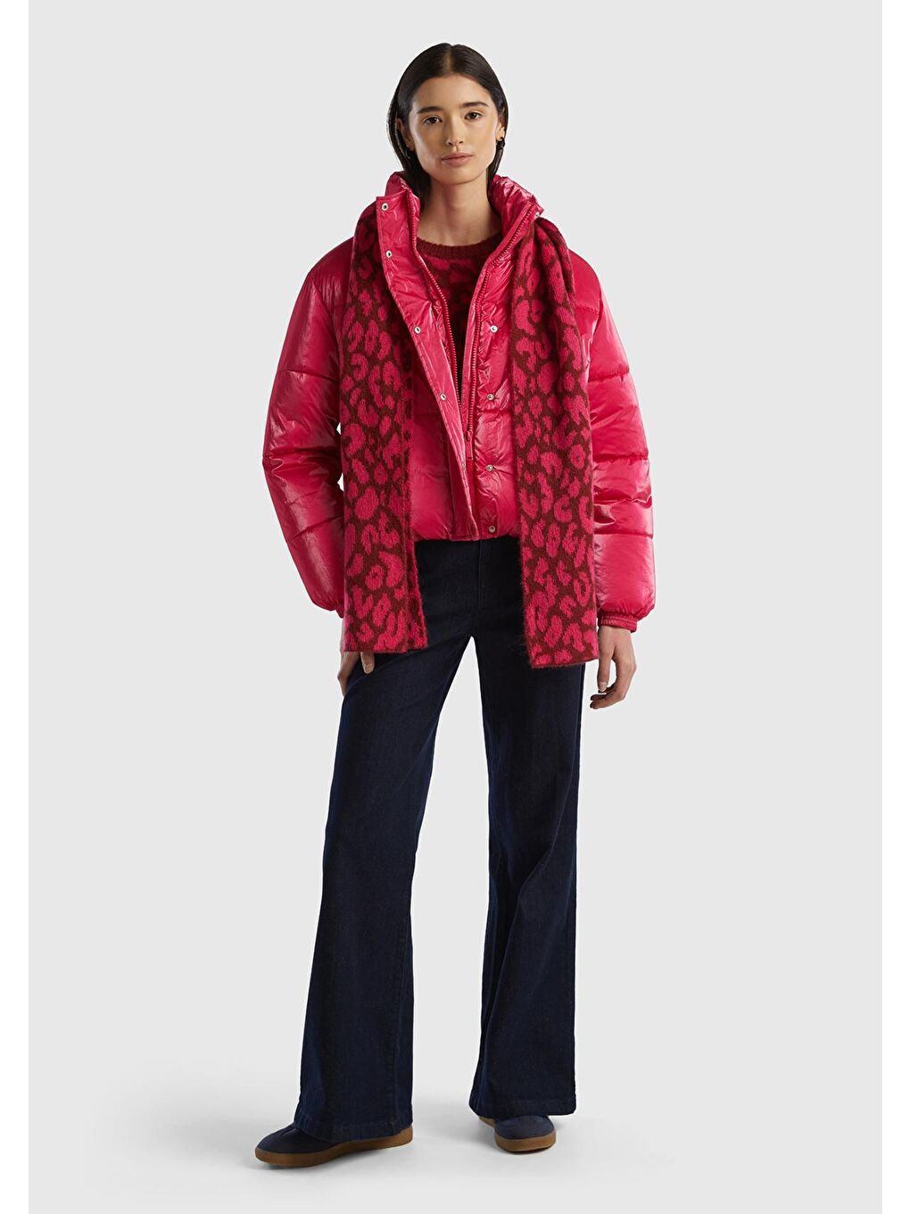 Kadın Fuşya Parlak Pufa Şişme Mont-4