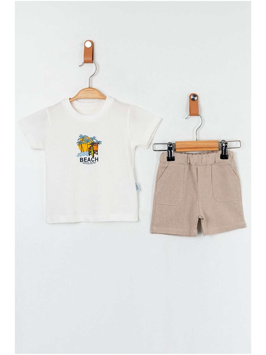 Mavi Erkek Çocuk 3’lü Yazlık Takım Çizgili Gömlek Tişört Şort Kombin-3