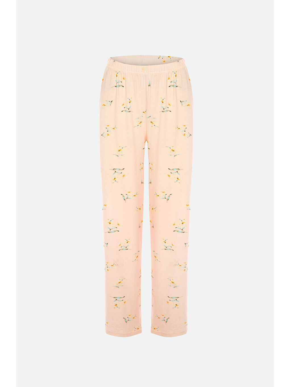 Ekru Kadın Viskon Yaka Dantel Lastik Detaylı V Yaka Kısa Kollu Pijama Takımı-3