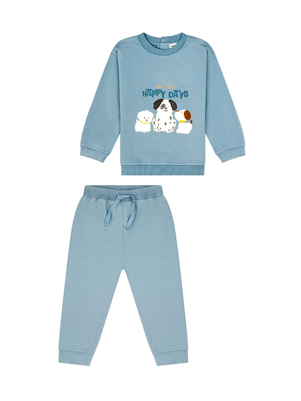 Mavi Köpek Nakışlı Erkek Bebek İkili Takım-1