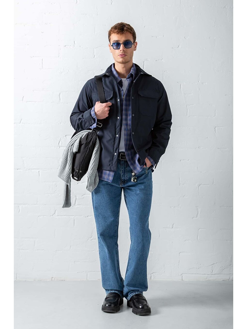 Erkek Önü Cepli Yakalı Slim Fit Ceket Lacivert