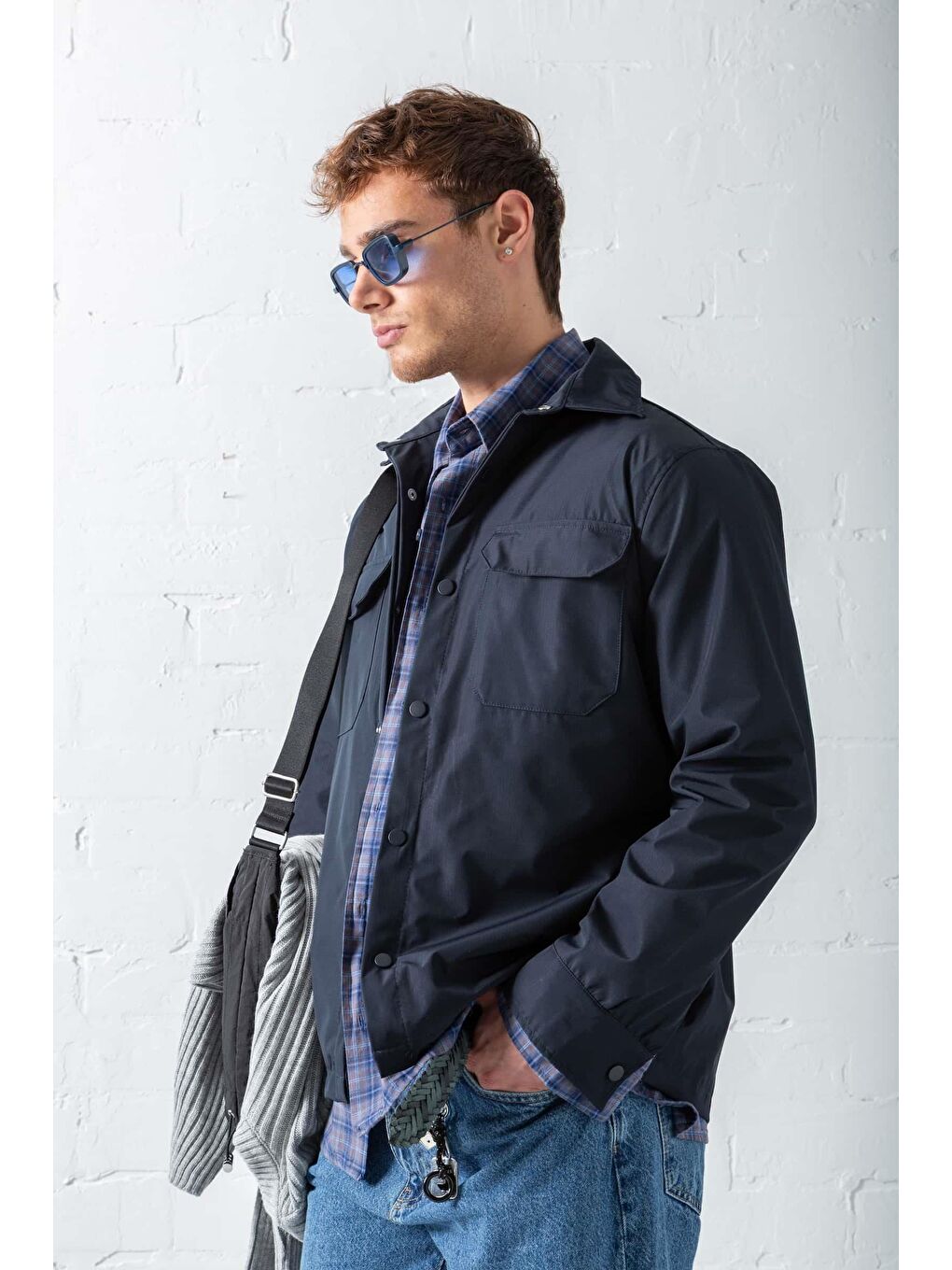 Erkek Önü Cepli Yakalı Slim Fit Ceket Lacivert-2