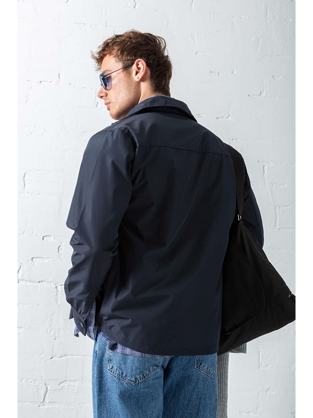 Erkek Önü Cepli Yakalı Slim Fit Ceket Lacivert-5