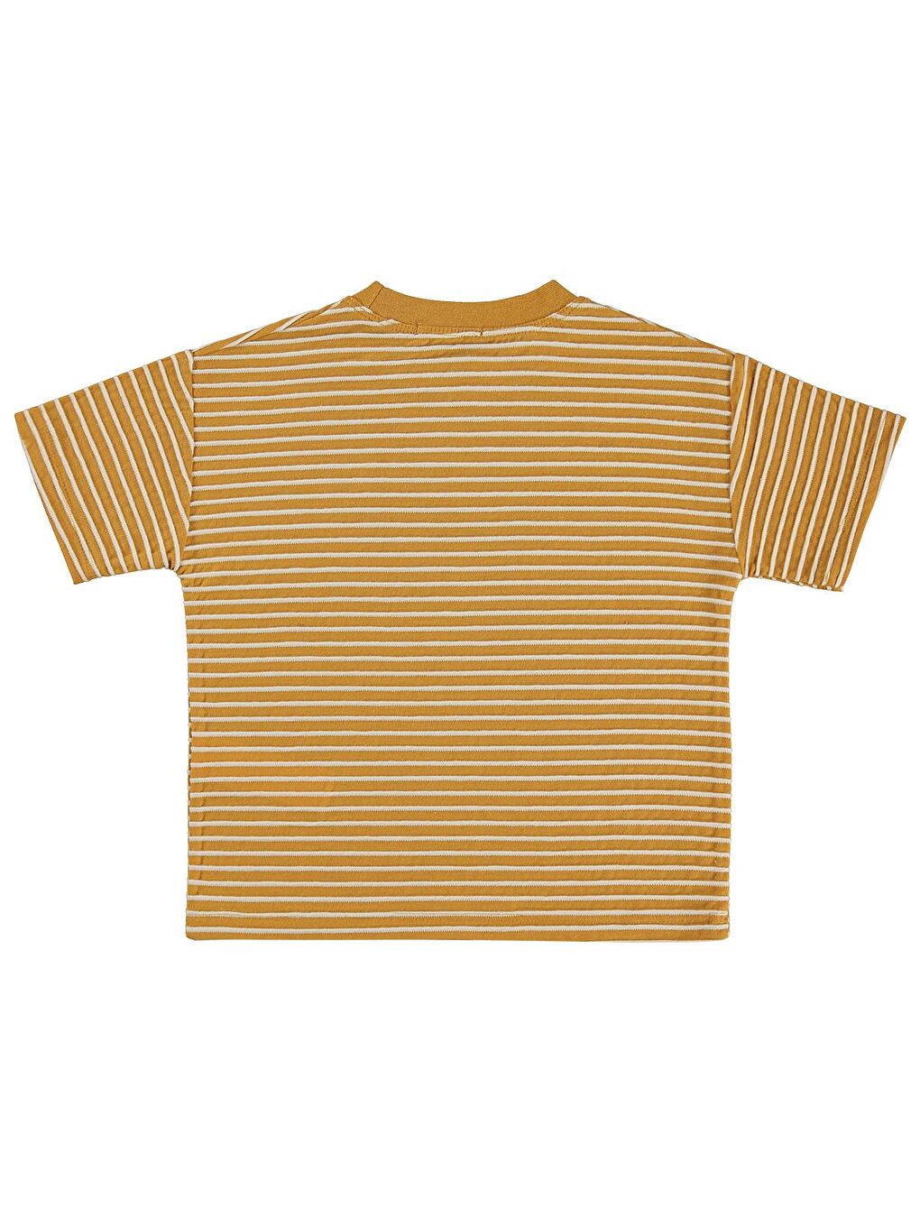 Sarı Boys Kabartma Çizgili 2-5 Yaş Tişört - Hardal-1
