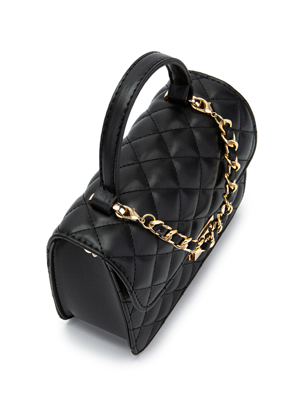 Gold Zincir Charm Detaylı Isabella Kadın Çapraz Çanta Siyah-1