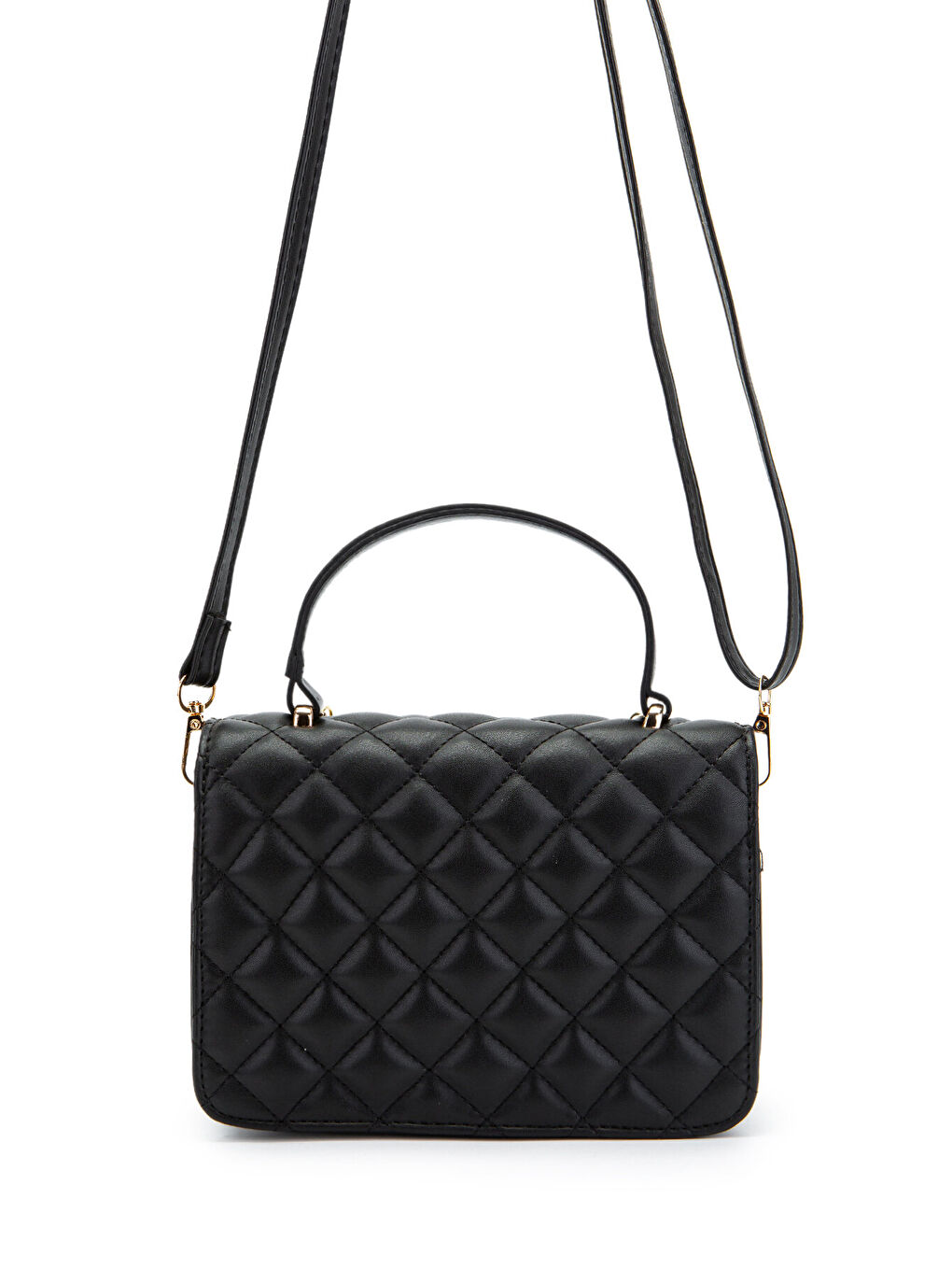 Gold Zincir Charm Detaylı Isabella Kadın Çapraz Çanta Siyah-4