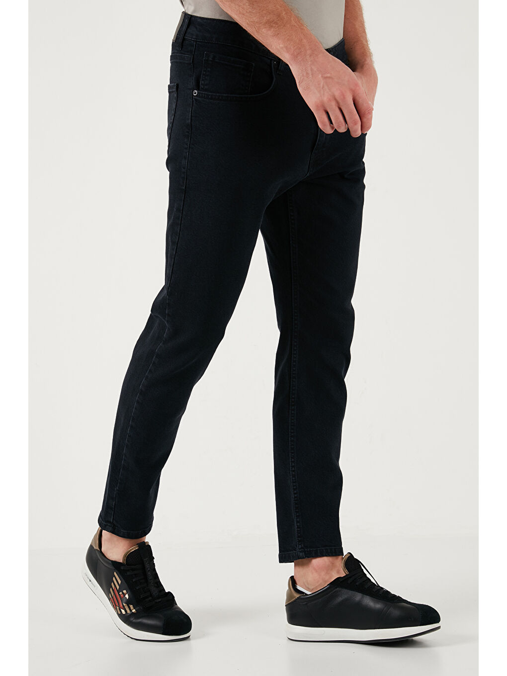 Buratti Siyah Streç Pamuklu Slim Fit Normal Bel Boru Paça Erkek Jean Pantolon 5900S43MILANO - 3