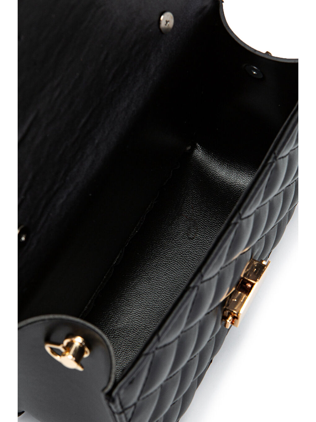 Gold Zincir Charm Detaylı Isabella Kadın Çapraz Çanta Siyah-5