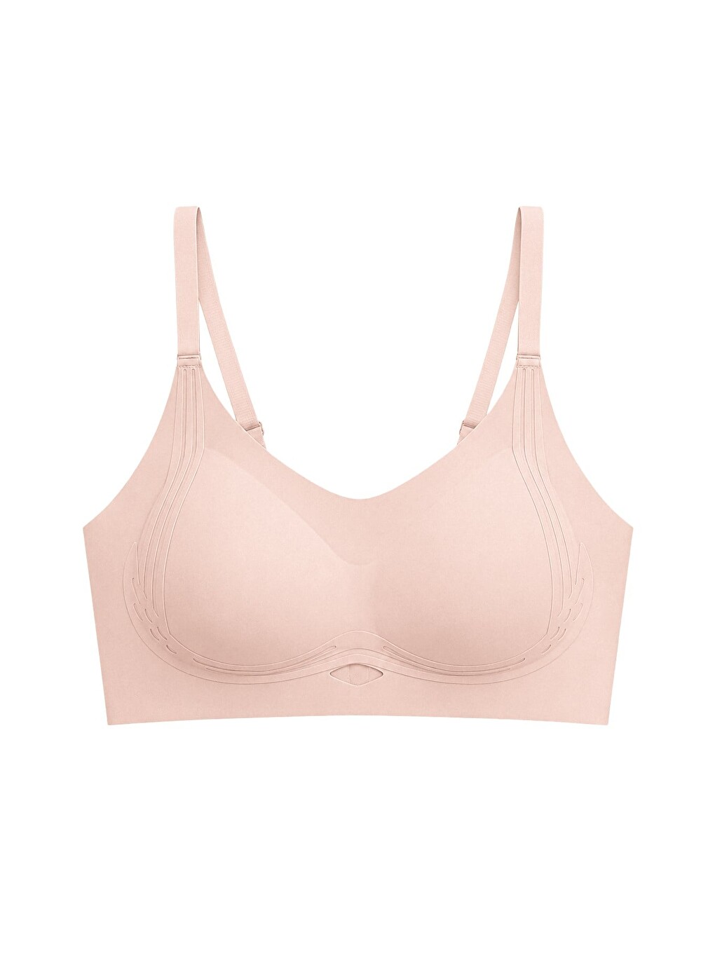 Bej Seamless Bra - Elaris | Ten Lazer Kesim Balensiz Dekolteli Şerit Detay Dikişsiz Kadın Sütyen