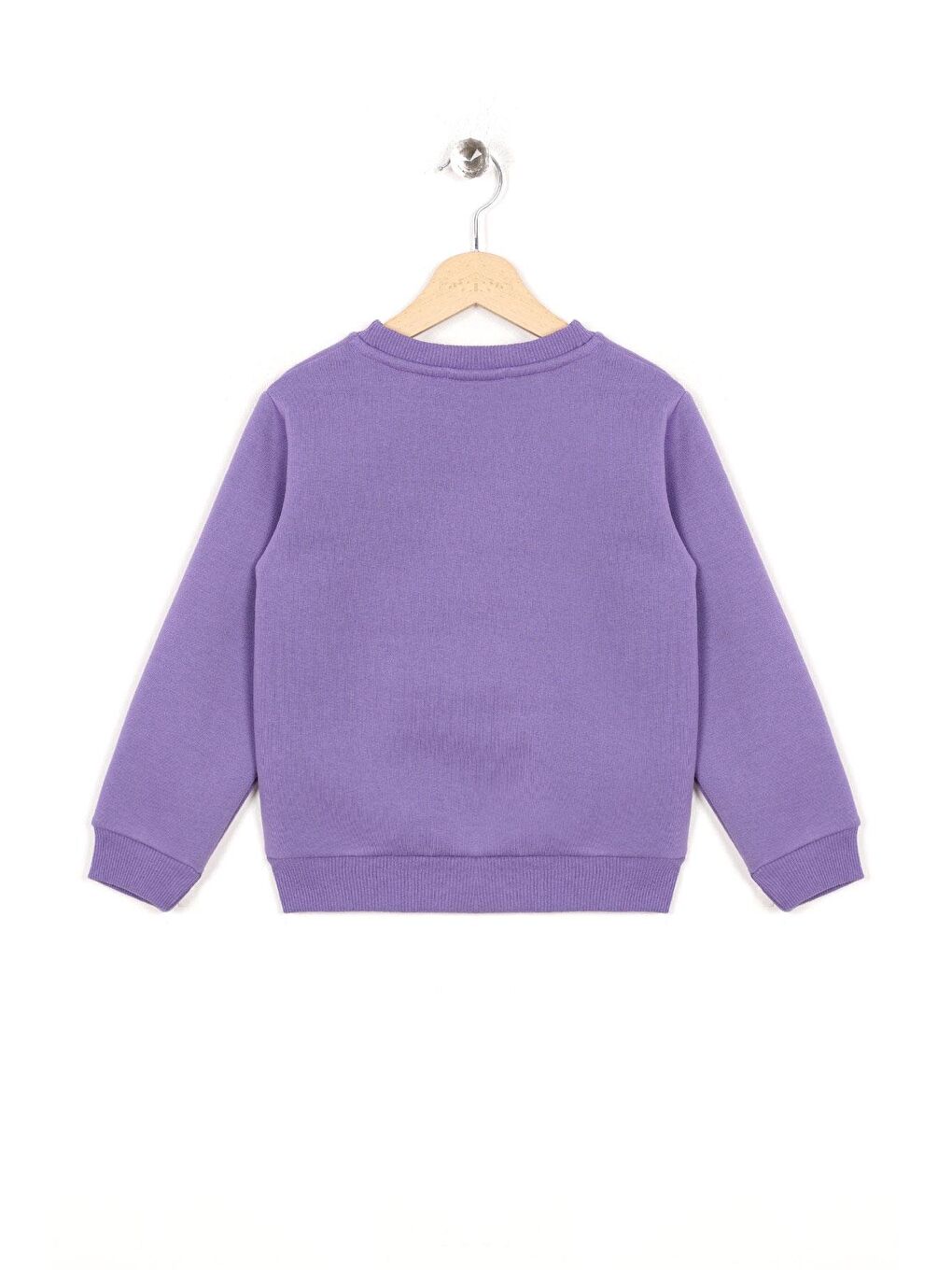 Zepkids Mor Bisiklet Yaka Kalp Nakışlı Şardonlu Kız Çocuk Sweatshirt - 1