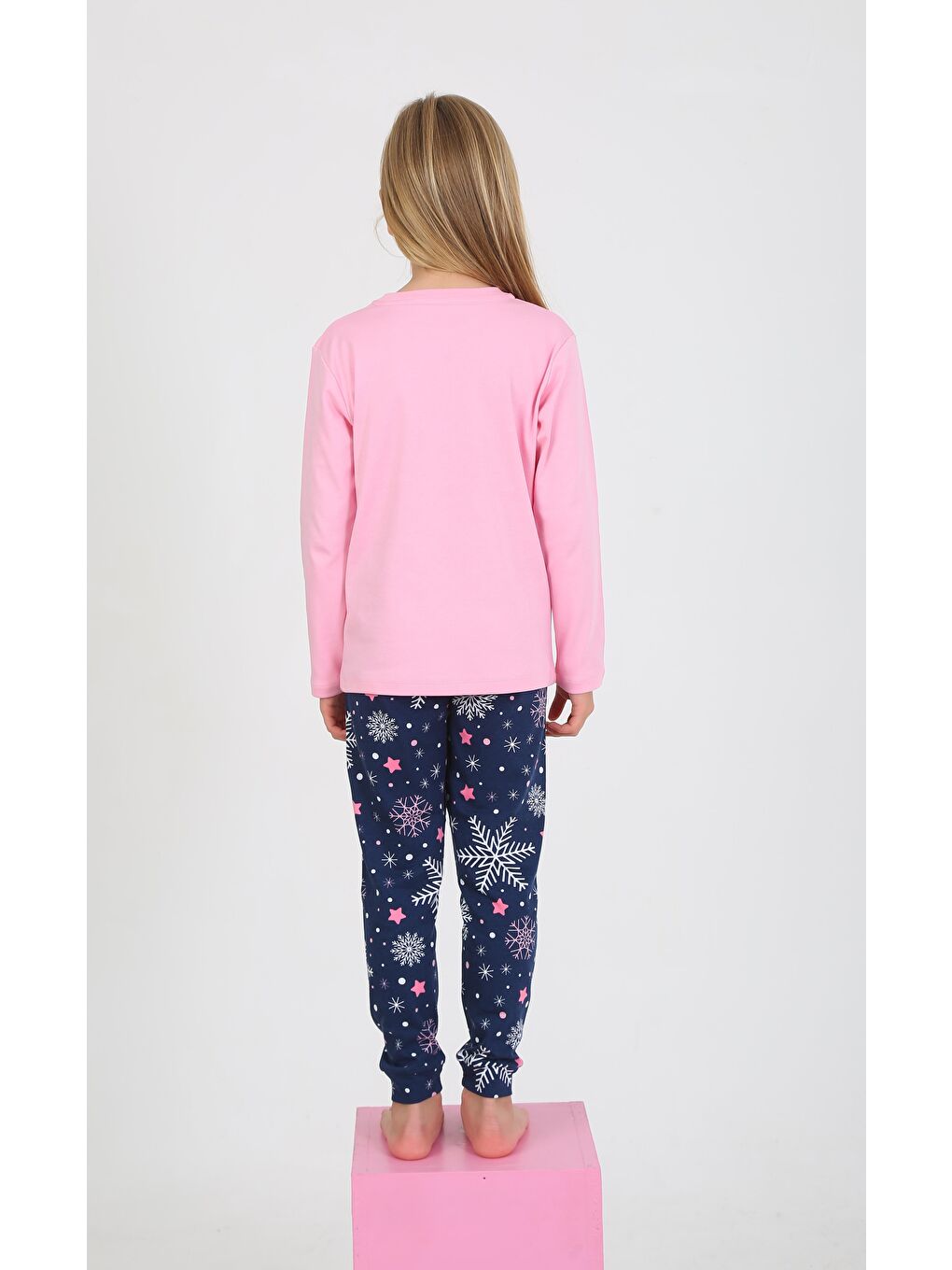 Kız Çocuk Uzun Kollu %100 Pamuklu Pijama Takımı Sweet Winter Koyu Pembe-1