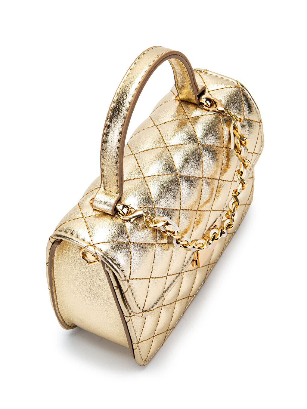 Sarı Gold Zincir Charm Detaylı Isabella Kadın Çapraz Çanta Gold-1