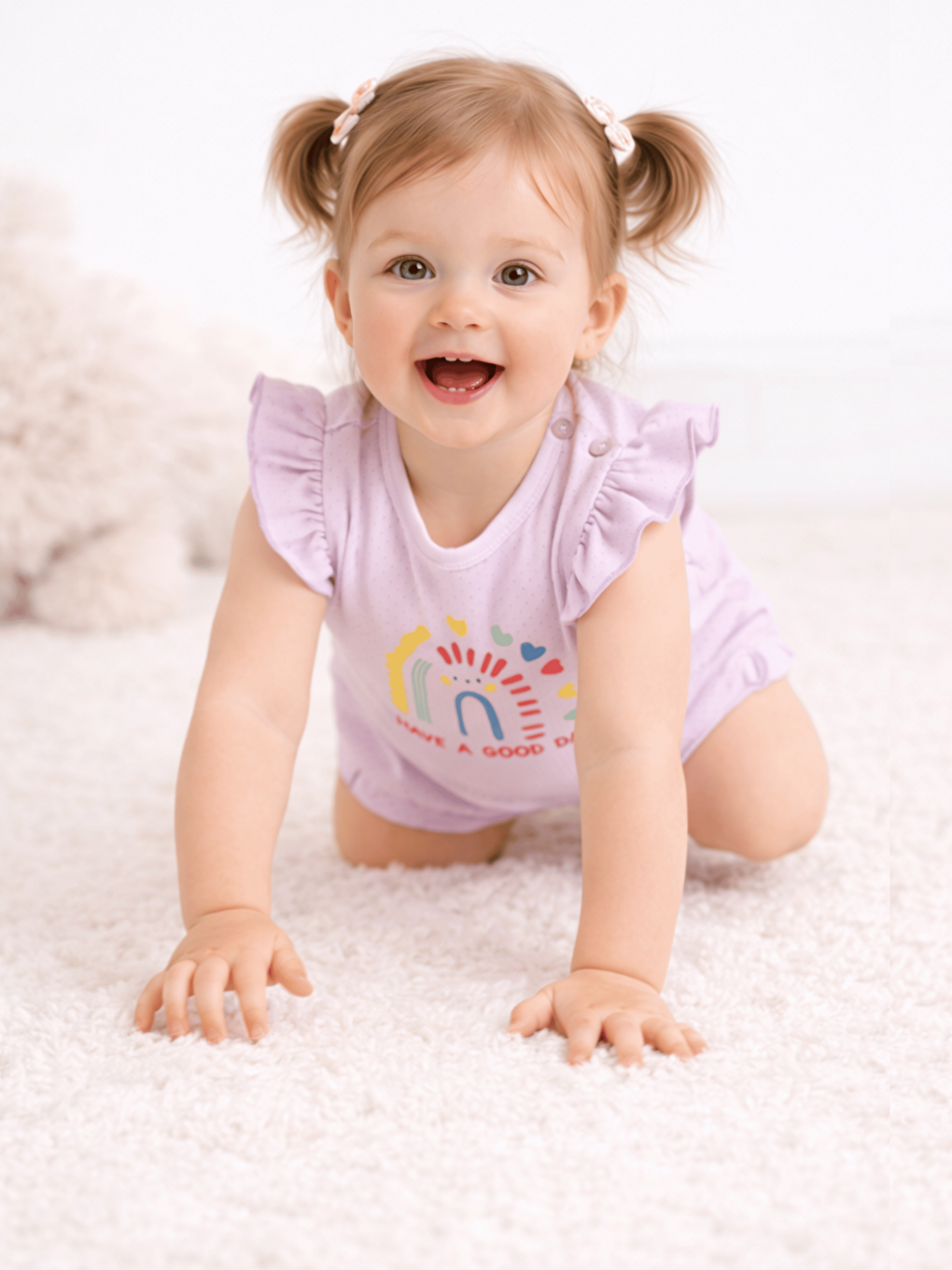 Lila Bisiklet Yaka Baskılı Kız Bebek Jakarlı Kısa Tulum-1