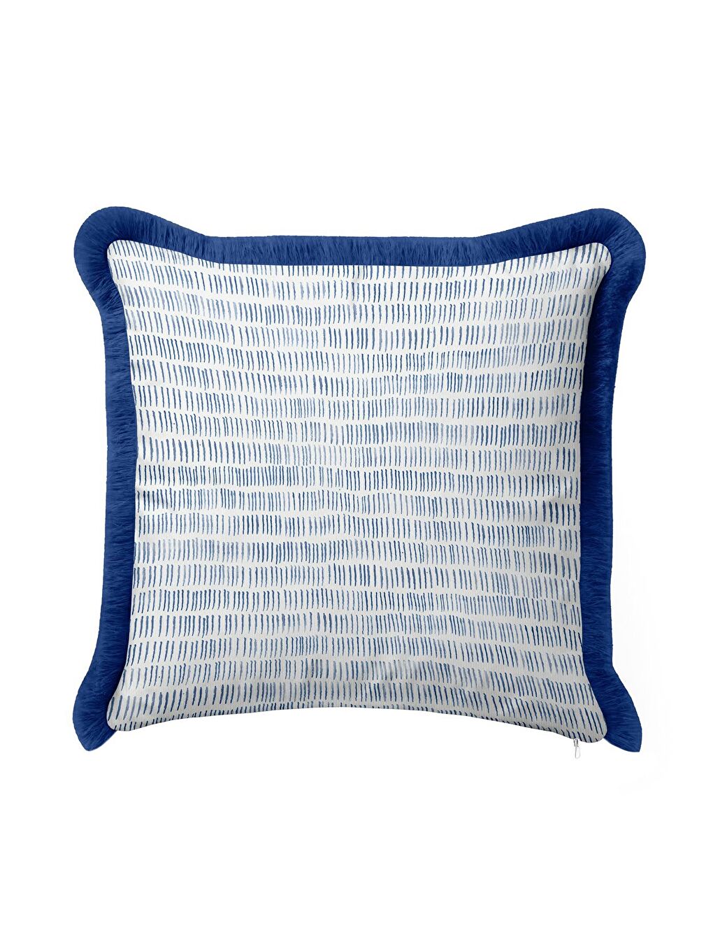 Karışık Çizgili Lüks Saçaklı Yastık Kılıfı - Akdeniz Modern Mavi Beyaz Püsküllü Kırlent Kılıfı-4