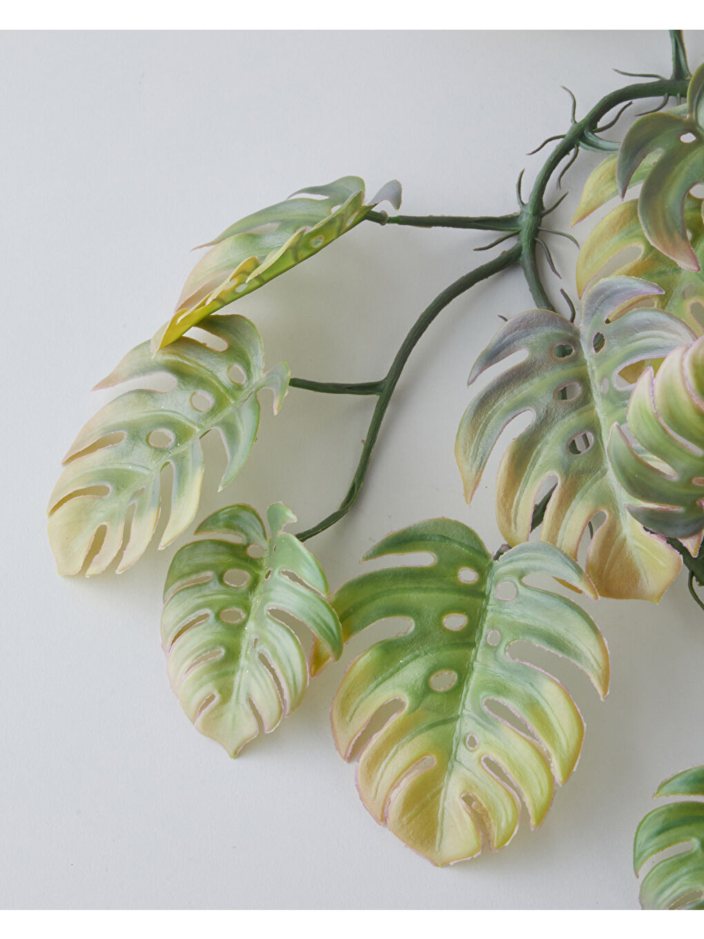 Mor Monstera Leaf Tek Dal Yapay Çiçek 110 cm Yeşil-mor-1