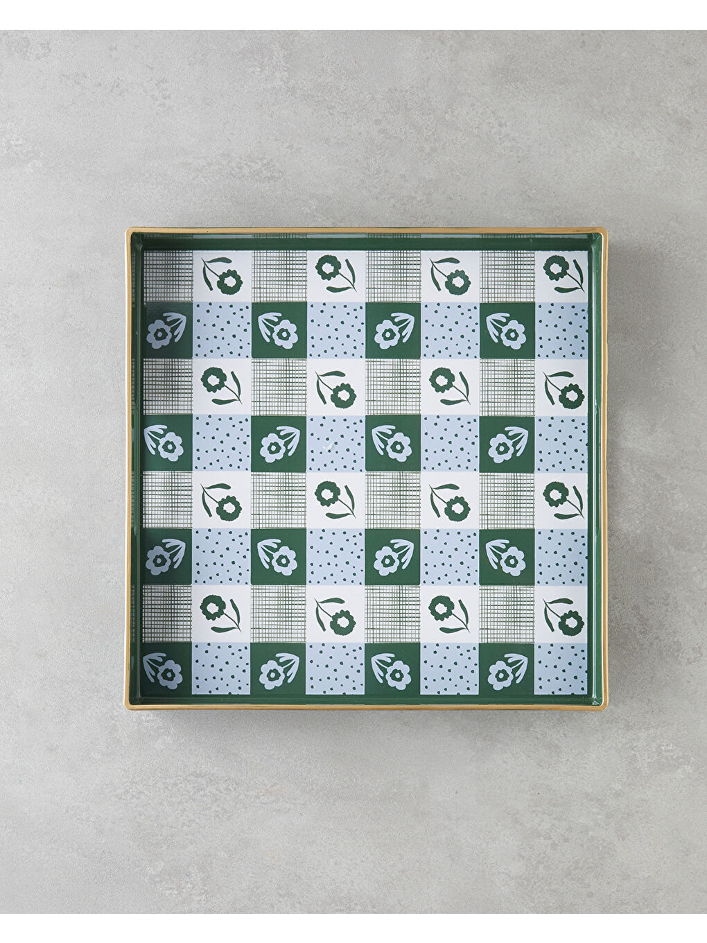 Green Oasis PP Tepsi 35x35 cm Beyaz - Yeşil