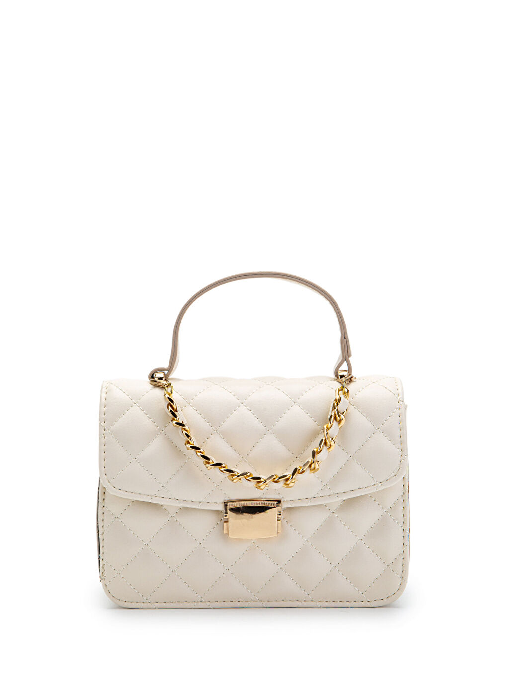 Ekru Gold Zincir Charm Detaylı Isabella Kadın Çapraz Çanta Krem