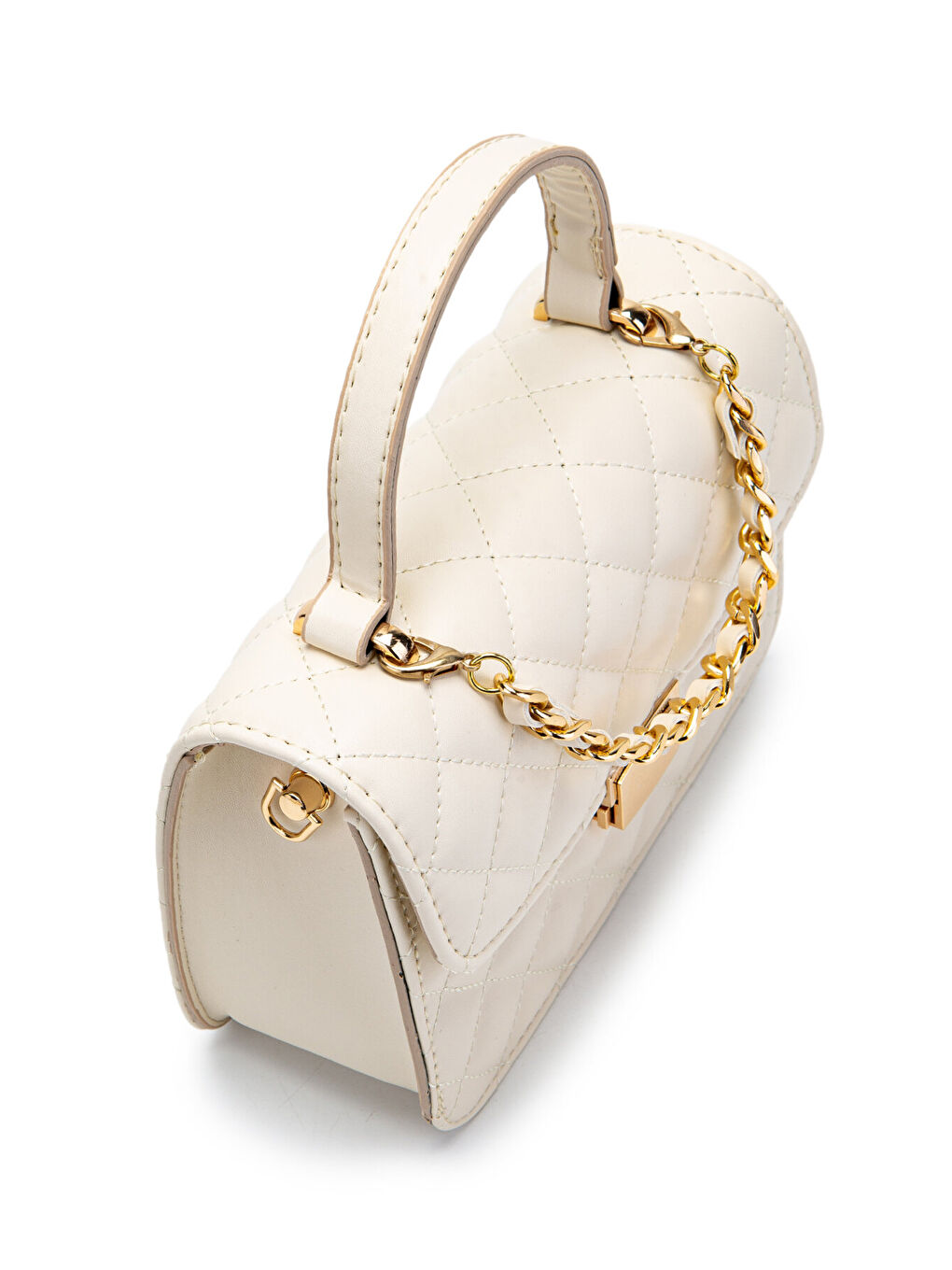 Ekru Gold Zincir Charm Detaylı Isabella Kadın Çapraz Çanta Krem-1