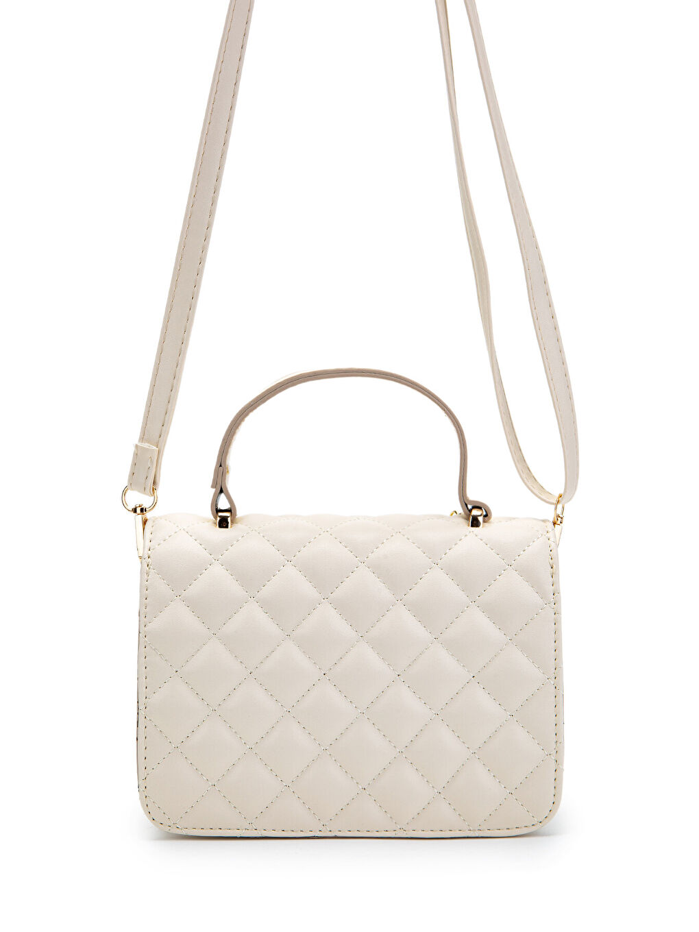 Ekru Gold Zincir Charm Detaylı Isabella Kadın Çapraz Çanta Krem-4