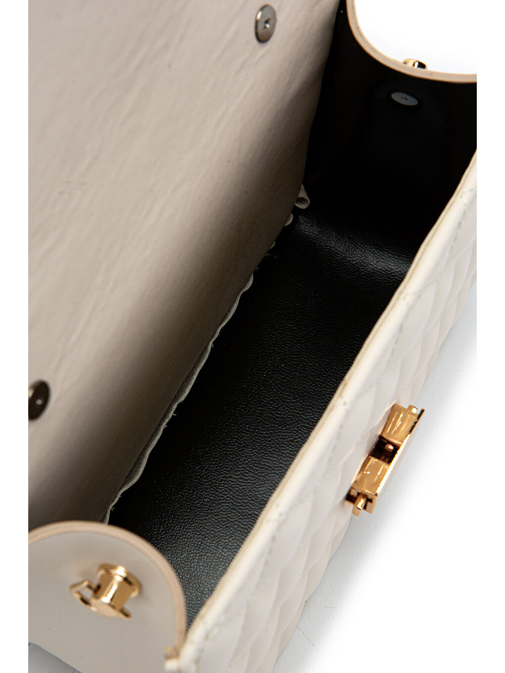 Ekru Gold Zincir Charm Detaylı Isabella Kadın Çapraz Çanta Krem-5