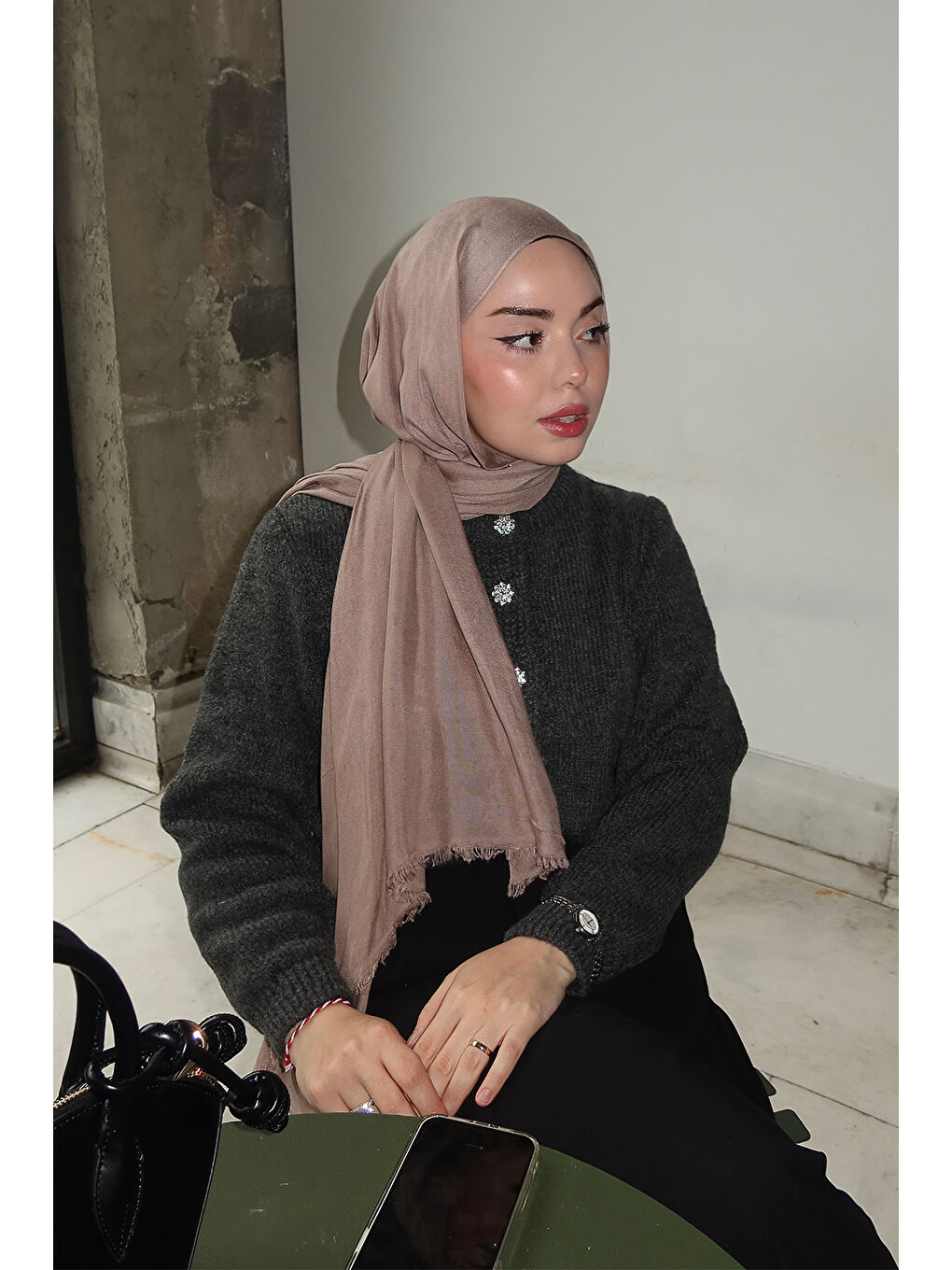 Bej Modal Şal Vizon-5