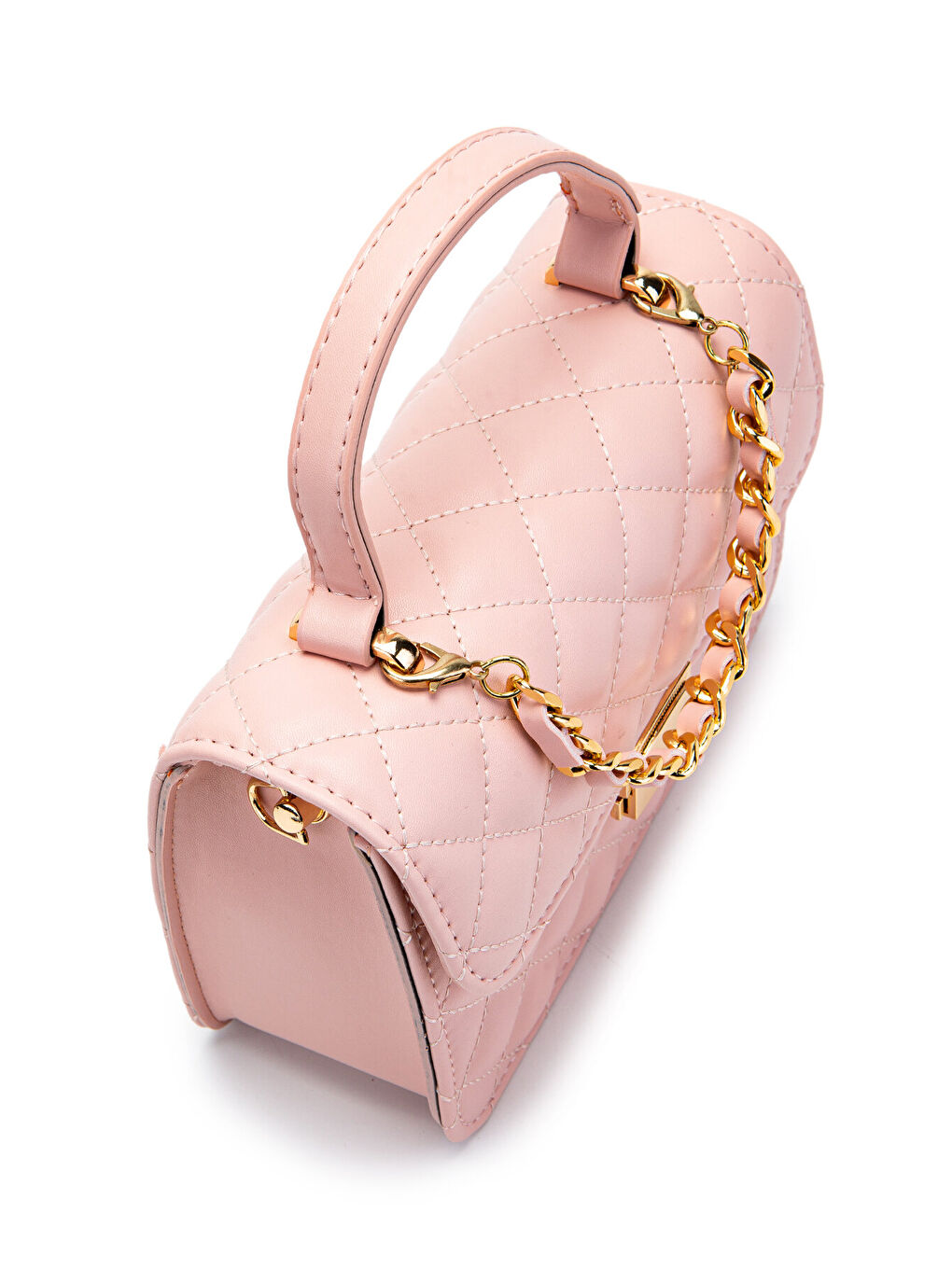 Sarı Gold Zincir Charm Detaylı Isabella Kadın Çapraz Çanta Pudra-1